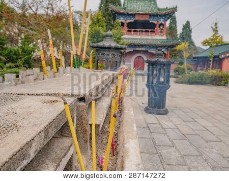 Close Up Joss Stick Or Incense In Tianmen Temple On Tianmen Mountain At Zhangjiajie City China.tianm