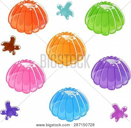 Colorful Shiny Jelly Set. Isolated On White Background
