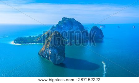 Aerial Photography Koh Poda Is One The Most Popular Islands In Krabi Archipelago.