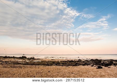 View Of Beach And Sky After Low Tide At Koh Yao Yai In Sea South Thailand
