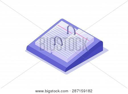 Planner Or Calendar Isometric 3d Icon, Business Vector Illustration, Paper Boor For Schedule, Time P