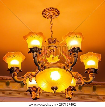 On The Ceiling, The Lamp Light Yellow, Very Beautiful