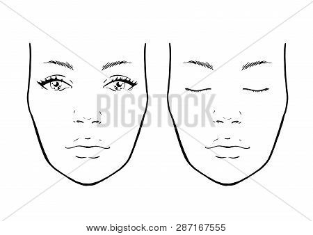 Face Chart Makeup Artist Blank. Template. Vector Illustration.