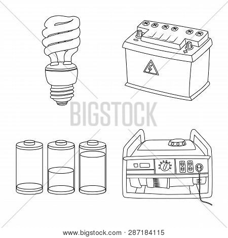Vector Design Of Electricity And Electric Symbol. Set Of Electricity And Energy Vector Icon For Stoc