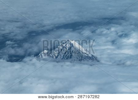 The View From The Aircraft To The Top Of Mount Olympus In Greece Among The Clouds