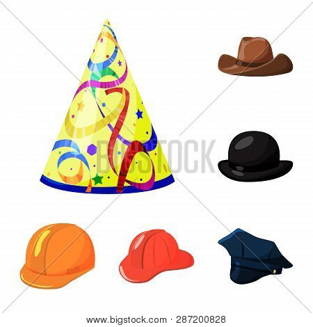 Vector Design Of Headgear And Napper Icon. Set Of Headgear And Helmet Stock Symbol For Web.