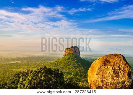 Sunrise View To Sigiriya Rock - Lion Rock - From Pidurangala Rock In Sri Lanka