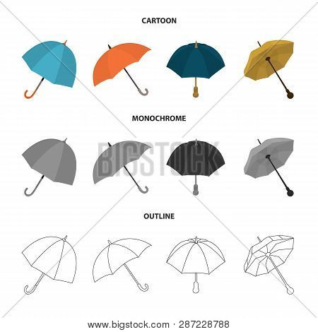 Vector Illustration Of Protection And Closed Sign. Collection Of Protection And Rainy Stock Symbol F