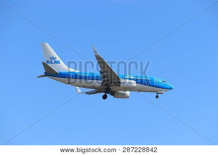 Amsterdam, The Netherlands - February, 24th 2019: Ph-bgd Klm Royal Dutch Airlines Boeing 737-7k2 App