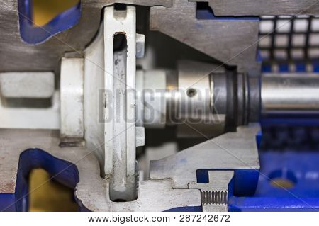 Close Up Cross Section Detail Impeller And Inside Centrifugal Pump For Industrial
