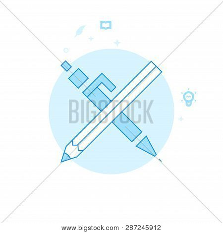 Crossed Pen And Pencil Flat Vector Icon. Writing, Authors, Education Related Illustration. Light Fla