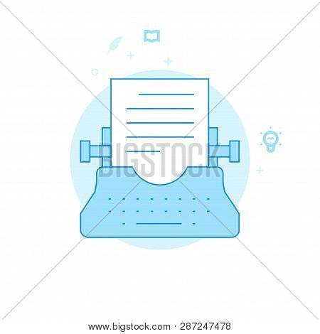 Typewriter Flat Vector Icon. Writing, Authors Or Education Related Illustration. Light Flat Style. B