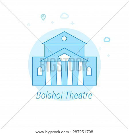 Bolshoi Theatre, Moscow Flat Vector Icon. Historical Landmarks Related Illustration. Light Flat Styl
