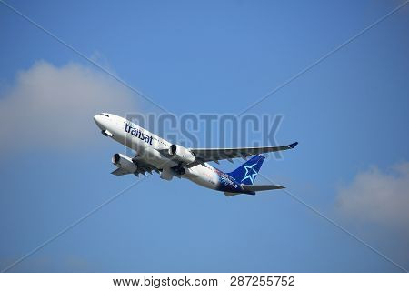 Amsterdam The Netherlands - September 23rd 2017: C-gubc Air Transat Airbus A330-200 Takeoff From Kaa