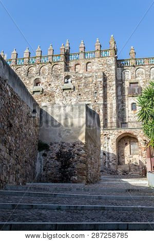 Walking In Caceres Downtown