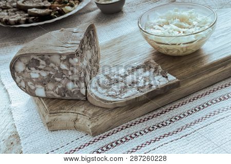Saltison: Delicious Meat Appetizer With Various Vegetables.