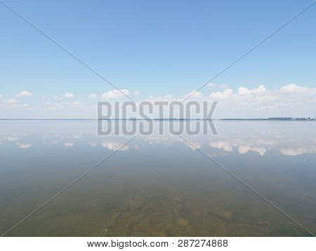 Marvelous Landscapes Of Artificial European Goczalkowice Reservoir In Poland With Beauty Clouds On B
