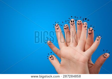 Waggish happy fingers with team building concept