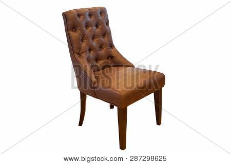 Brown Leather Chair Isolated On White Ba Kground