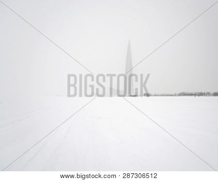 Gulf Of Finland Of Baltic Sea In St.petersburg At Cloud Winter Day, Russia.