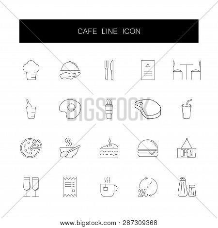 Line Icons Set. Cafe And Restaurant Pack. Vector Illustration