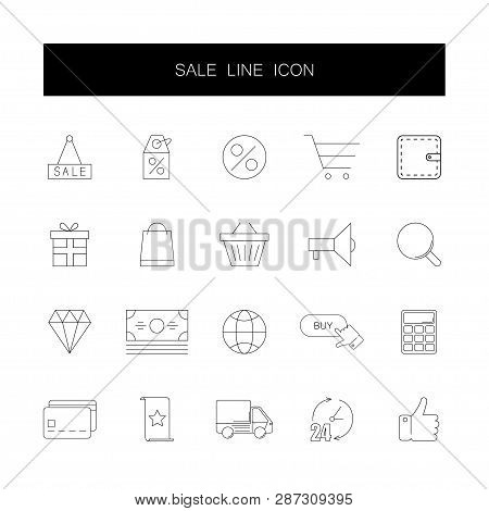 Line Icons Set. Sale Pack. Vector Illustration
