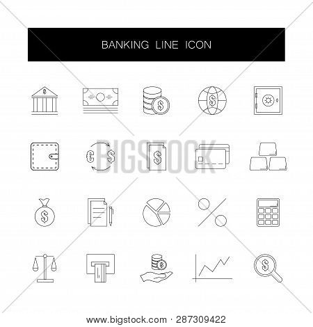 Line Icons Set. Banking Pack. Vector Illustration