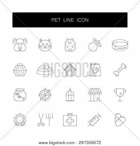 Line Icons Set. Pet Pack. Vector Illustration