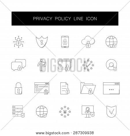 Line Icons Set. Privacy Police Pack. Vector Illustration