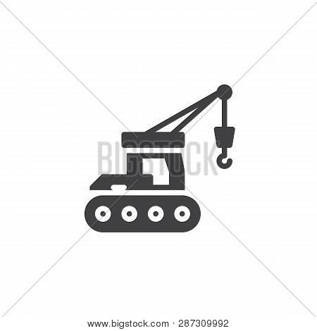 Hydraulic Crawler Crane Vector Icon. Filled Flat Sign For Mobile Concept And Web Design. Crawler Cra