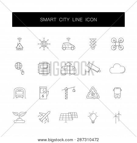 Line Icons Set. Smart City Pack. Vector Illustration