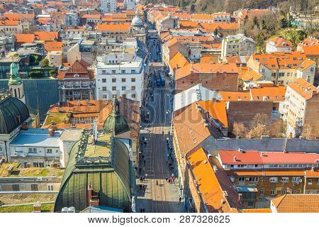 Zagreb Down Town, Ilica Street, Panoramic View, Croatia Capital