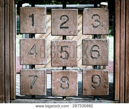 Tris Game With Arabic Numbers, Game For Children In Outdoor Area