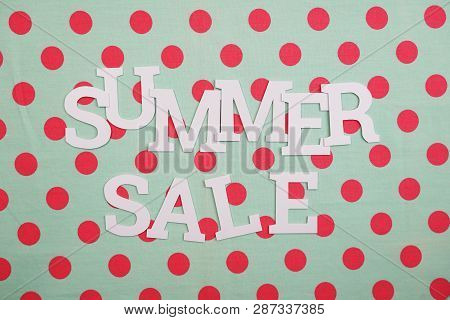 Summer Sale Alphabet Letters With Spce Copy On Green And Pink Polka Dot Background