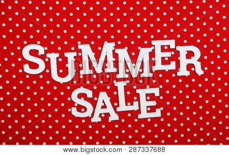 Summer Sale Alphabet Letters With Spce Copy On Red Polka Dot Background