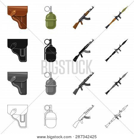Isolated Object Of Weapon And Gun Logo. Set Of Weapon And Army Stock Vector Illustration.