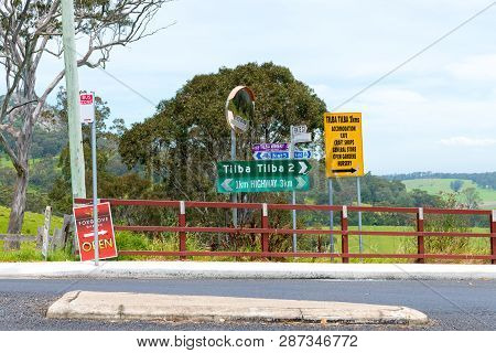 Directional Signs In The Historical City Of Tilba, Classified By The National Trust As The Central T