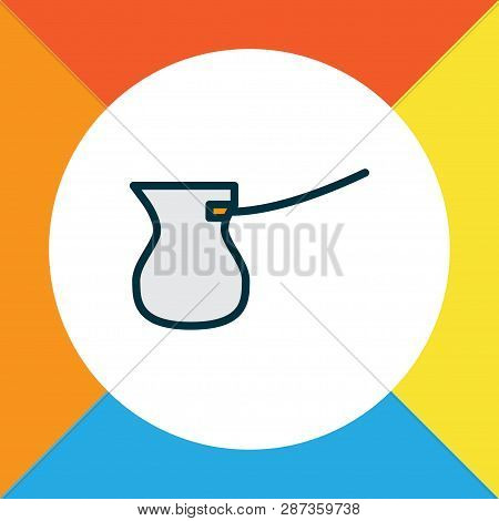 Cezve Icon Colored Line Symbol. Premium Quality Isolated Ibrik Element In Trendy Style.