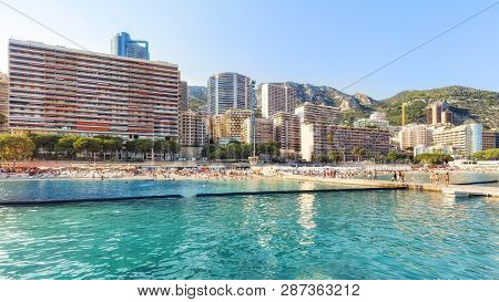 Panorama Of Larvotto Beach In Monte Carlo, Monaco
