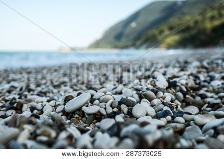 Stone Seashore Close Up, Mezzavalle Beach, Conero, Italy