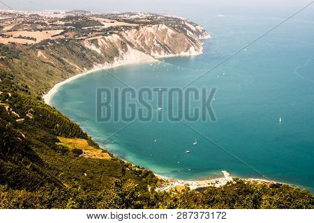 Mezzavalle Beach Seen From The Top Of Monte Conero, Italy