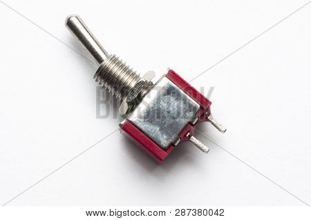 Spst Electronic Switch Isolated On White Background