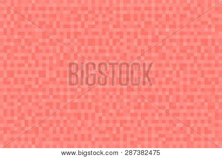 Abstract Coral Gradient Background. Texture With Pixel Square Blocks. Mosaic Pattern
