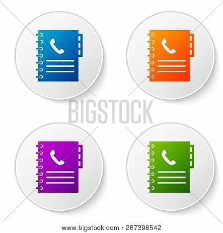Color Phone Book Icon Isolated On White Background. Address Book. Telephone Directory. Set Color Ico