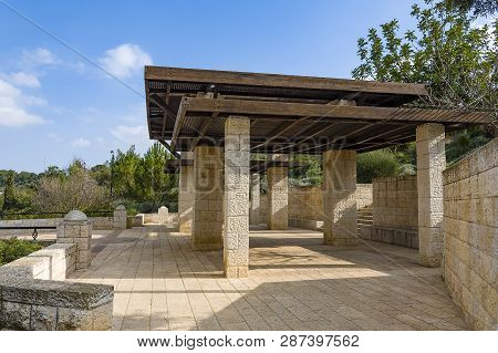 Stone, A Large Arbor In The Background Of Mountains On A Sunny, Summer Day Jerusalim