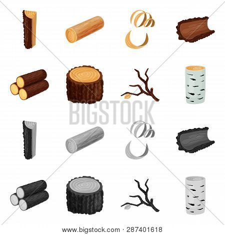 Isolated Object Of Tree   And Raw  Icon. Set Of Tree   And Construction Vector Icon For Stock.