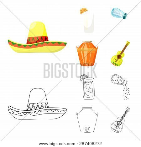 Vector Design Of Cafe And Latin Icon. Set Of Cafe And National Stock Vector Illustration.