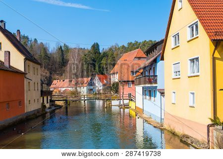 Town Of Velden On The River Pegnitz In Bavaria Germany