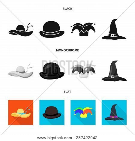 Vector Design Of Clothing And Cap Symbol. Set Of Clothing And Beret Stock Symbol For Web.