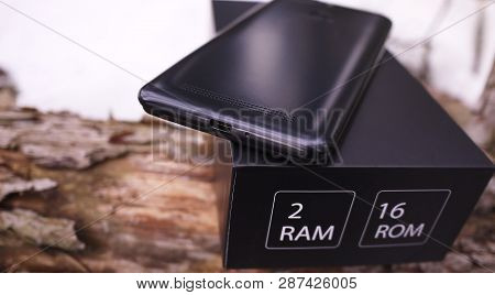 Modern Mobile Phone With Large Screen, Close-up And Assembly Details